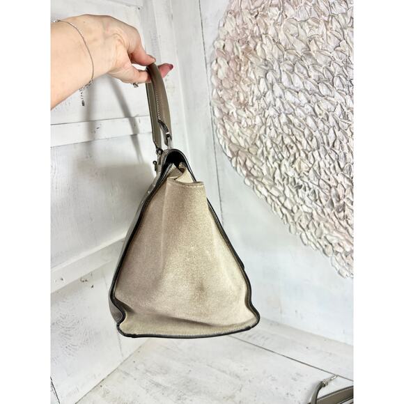 Celine Trapeze Souris Drummed Leather Top Handle Medium Flap Handbag Gray - Picture 6 of 16